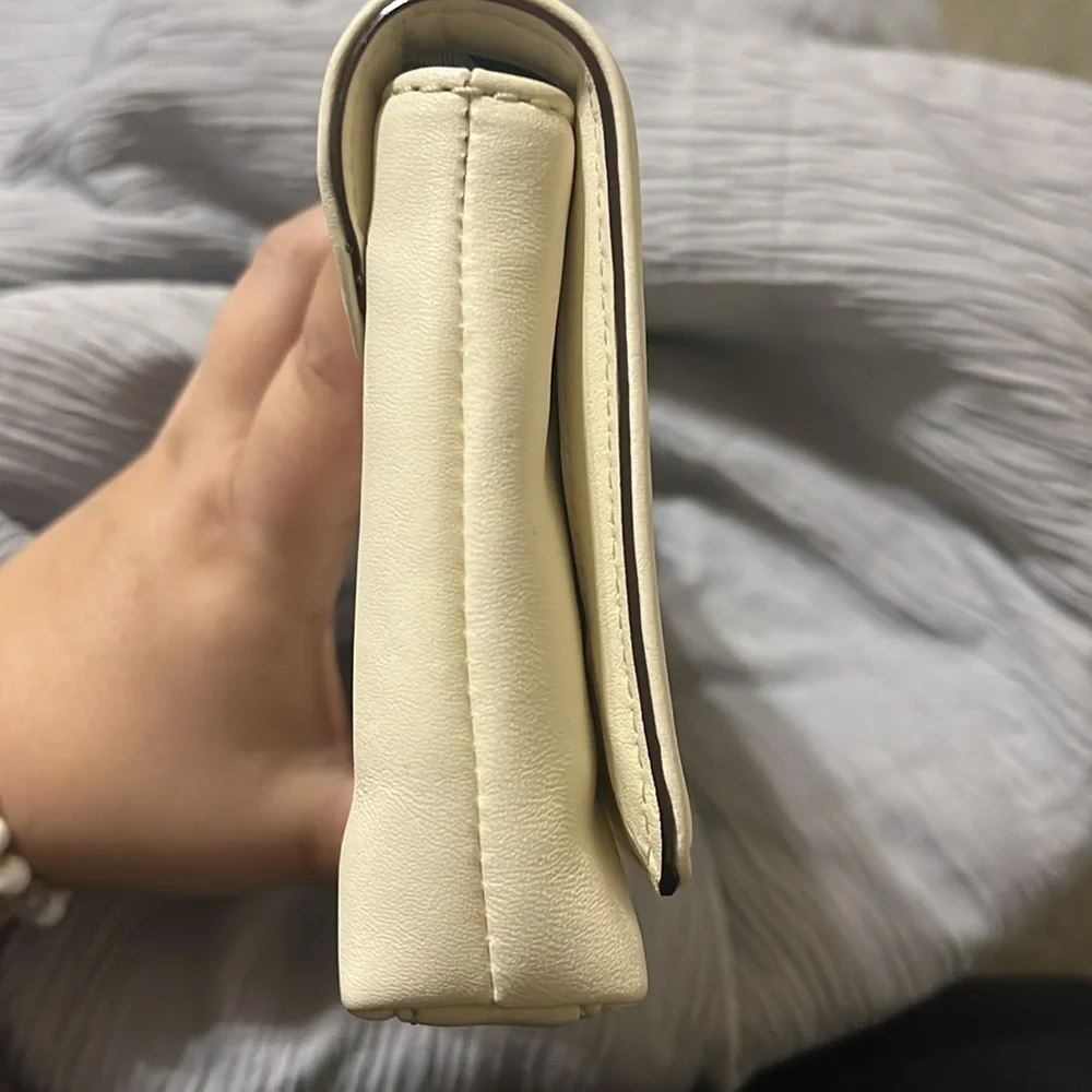 Kate Spade New York Cream Leather & Black Bow Tie Clutch